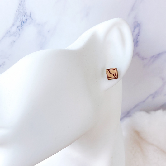 Wooden Square Hypoallergenic Earring Studs
