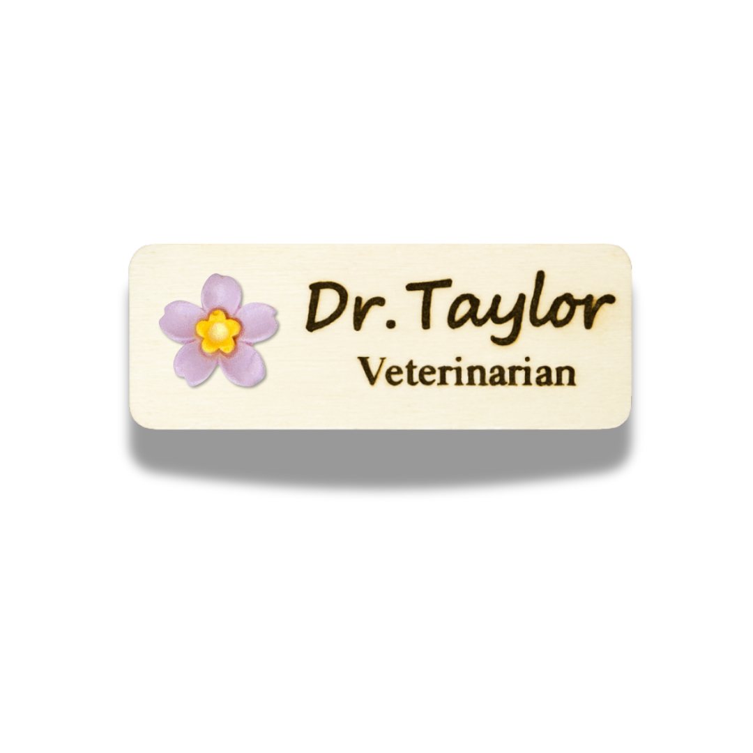 Mini 3D Yellow Cherry Blossoms Personalized Name Tag