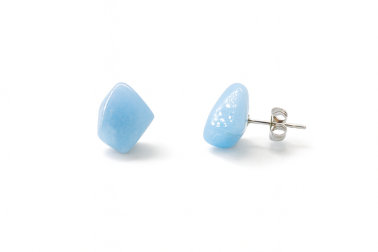 Large Aquamarine Raw Quartz Natural Stone Earrings