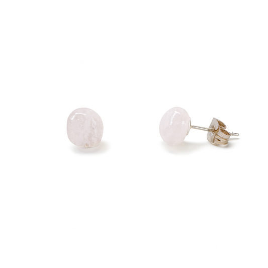 Small Rose Quartz Tumbled Natural Stone Earrings