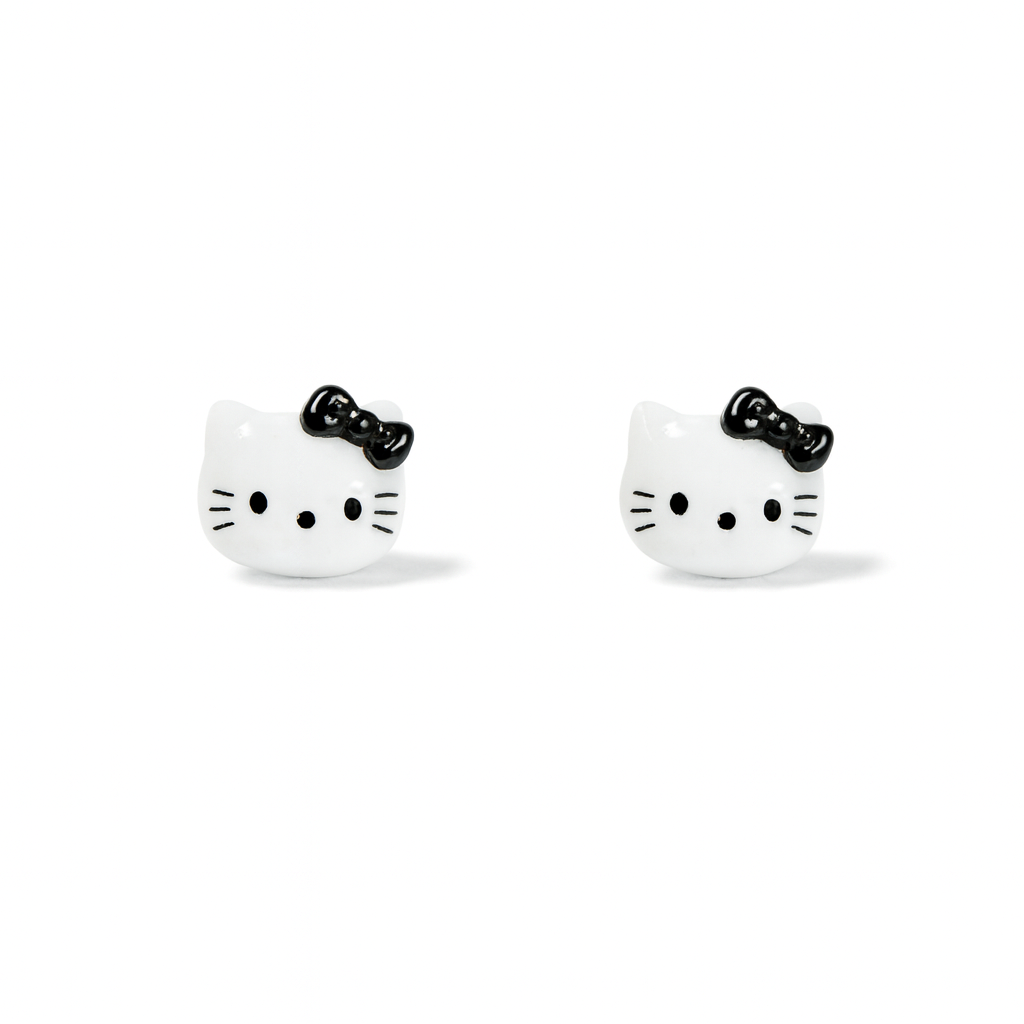Tiny Red Bow Kitty Glitter Crystal Jelly Hypoallergenic Stud Earrings