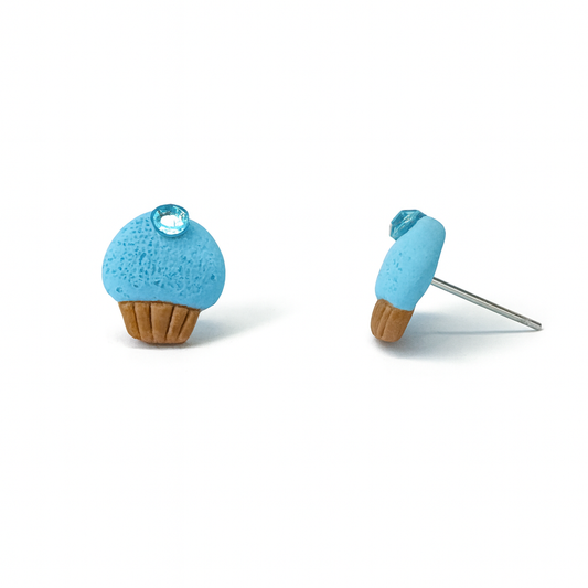 Blue Cupcake Polymer Clay Hypoallergenic Stud Earrings