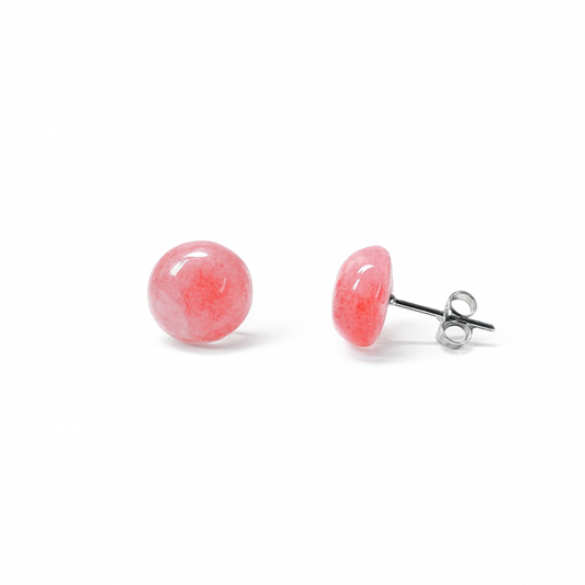 Strawberry Quartz 8mm/10mm Round Natural Stone Earrings