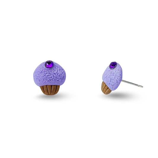Purple Cupcake Polymer Clay Hypoallergenic Stud Earrings