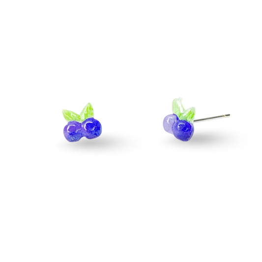 Tiny Blueberry Fruit Hypoallergenic Stud Earrings