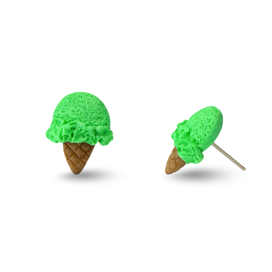 Green Tea Ice Cream Polymer Clay Hypoallergenic Stud Earrings
