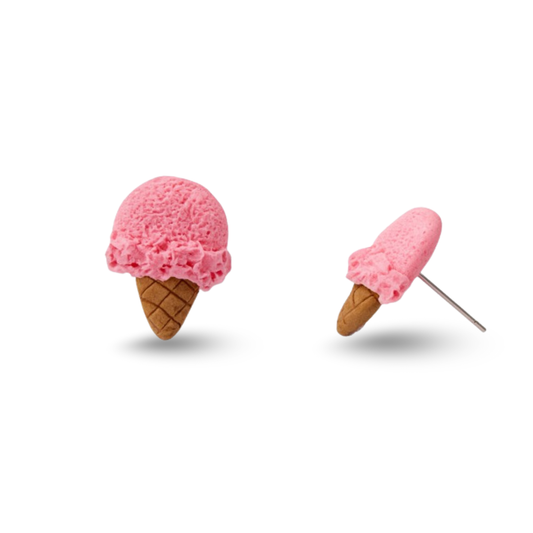 Strawberry Ice Cream Polymer Clay Hypoallergenic Stud Earrings