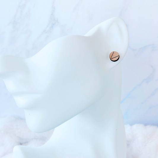 Wooden Geometric Round Hypoallergenic Earring Studs