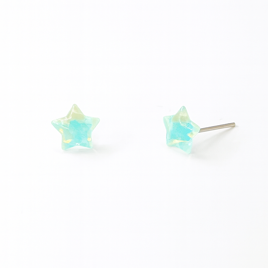 Mint Star Pearly Sheen Hypoallergenic Stud Earrings