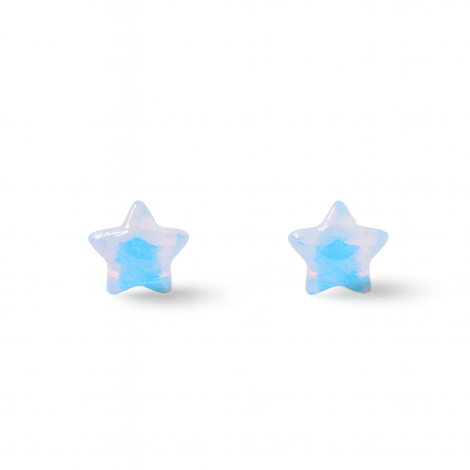 White Star Pearly Sheen Hypoallergenic Stud Earrings