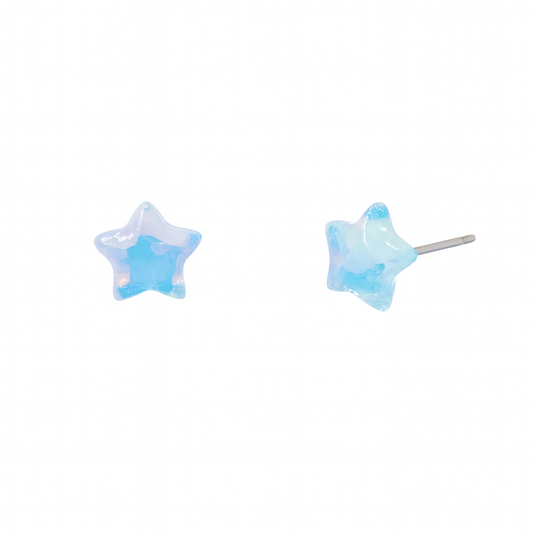 Sky Blue Star Pearly Sheen Hypoallergenic Stud Earrings