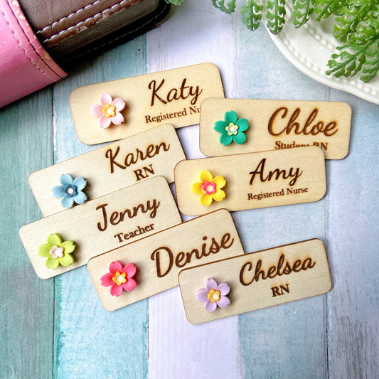Mini 3D Yellow Cherry Blossoms Personalized Name Tag