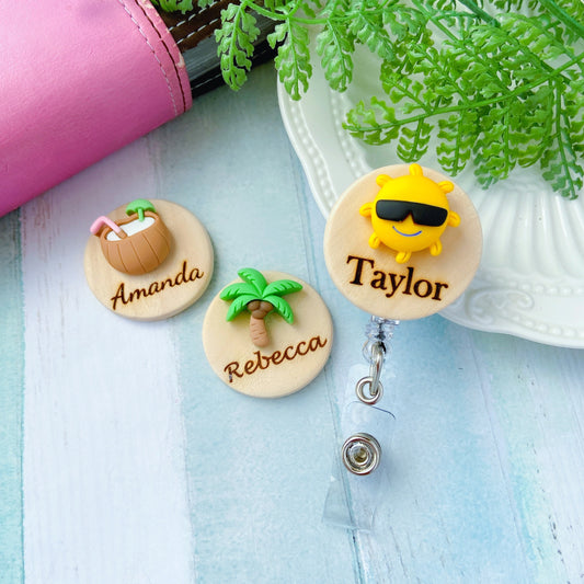 3D Coconut Drink Personalized Name Badge Reel