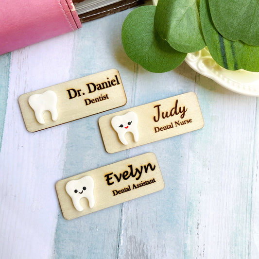 Handmade 3D Male Face Tooth Dental Theme Personalised Name Tag