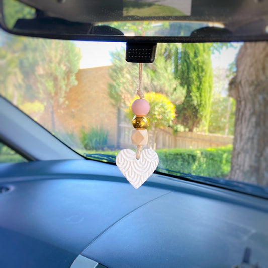 Handcraft Heart Pendant with Polymer Clay Beaded Hanging Charm