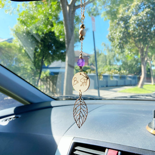 Amethyst Bible Message with Gold Leaf Essential Oil Car Hanging Charm