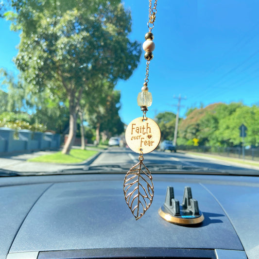 Citrine Bible Message with Gold Leaf Essential Oil Car Hanging Charm