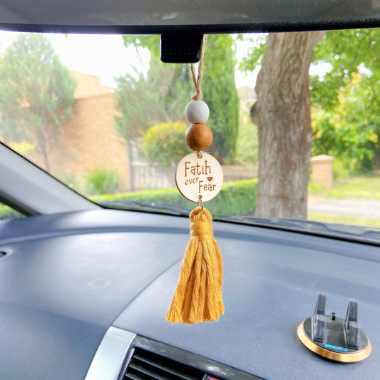 Ginger Bible Verse Yarn Tassel Essential Oil Car Diffuser Hanging Charm