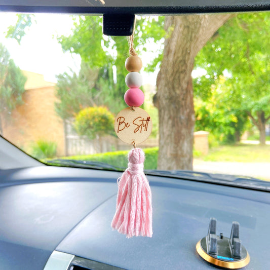 Pink Bible Verse Yarn Tassel Essential Oil Car Diffuser Hanging Charm