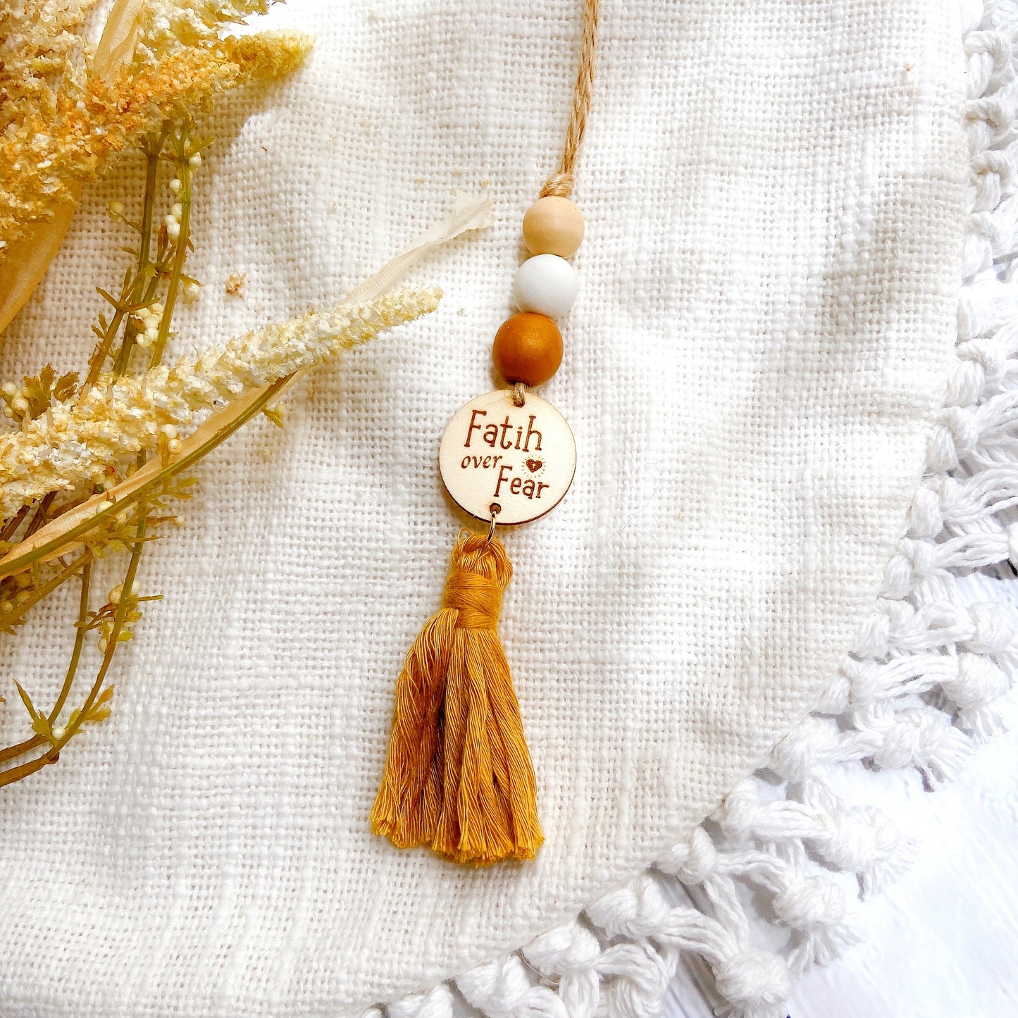 Orchid Bible Verse Yarn Tassel Essential Oil Car Diffuser Hanging Charm