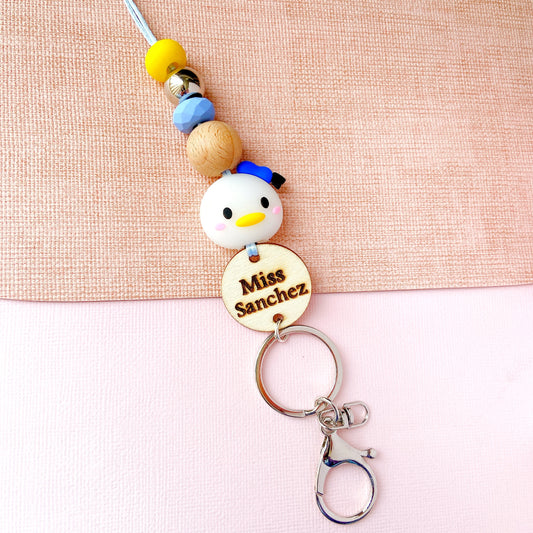Donald and Daisy Duck Personalized Name Teacher ID Key Lanyard