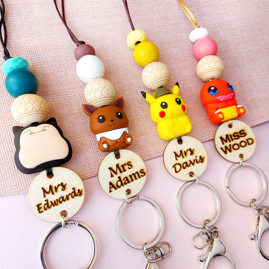 Pokemon Pikachu Inspired Personalized Name Teacher ID Key Lanyard