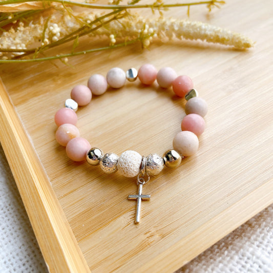 Pink Opal Cross Bracelet
