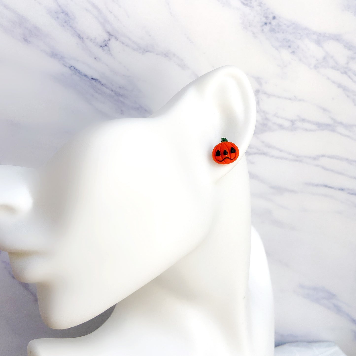 Black Pumpkin Polymer Clay Hypoallergenic Stud Earrings