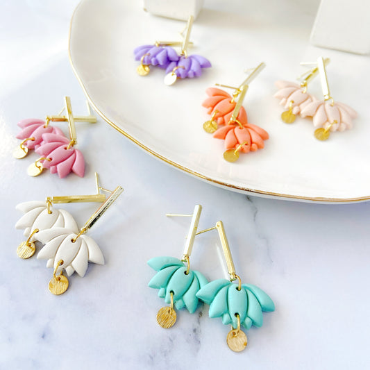 Pearl Pink Petal Polymer Clay Earrings – Pastel Collection