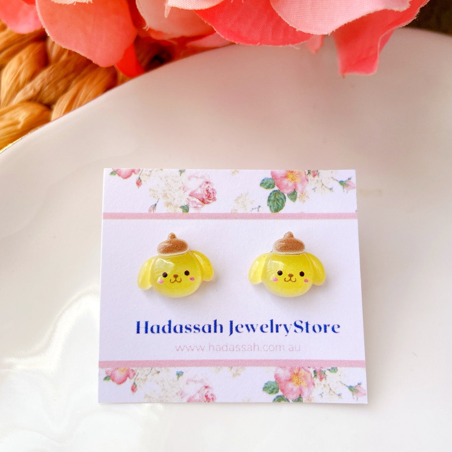 Cinnamoroll Dog Glitter Crystal Jelly Hypoallergenic Stud Earrings