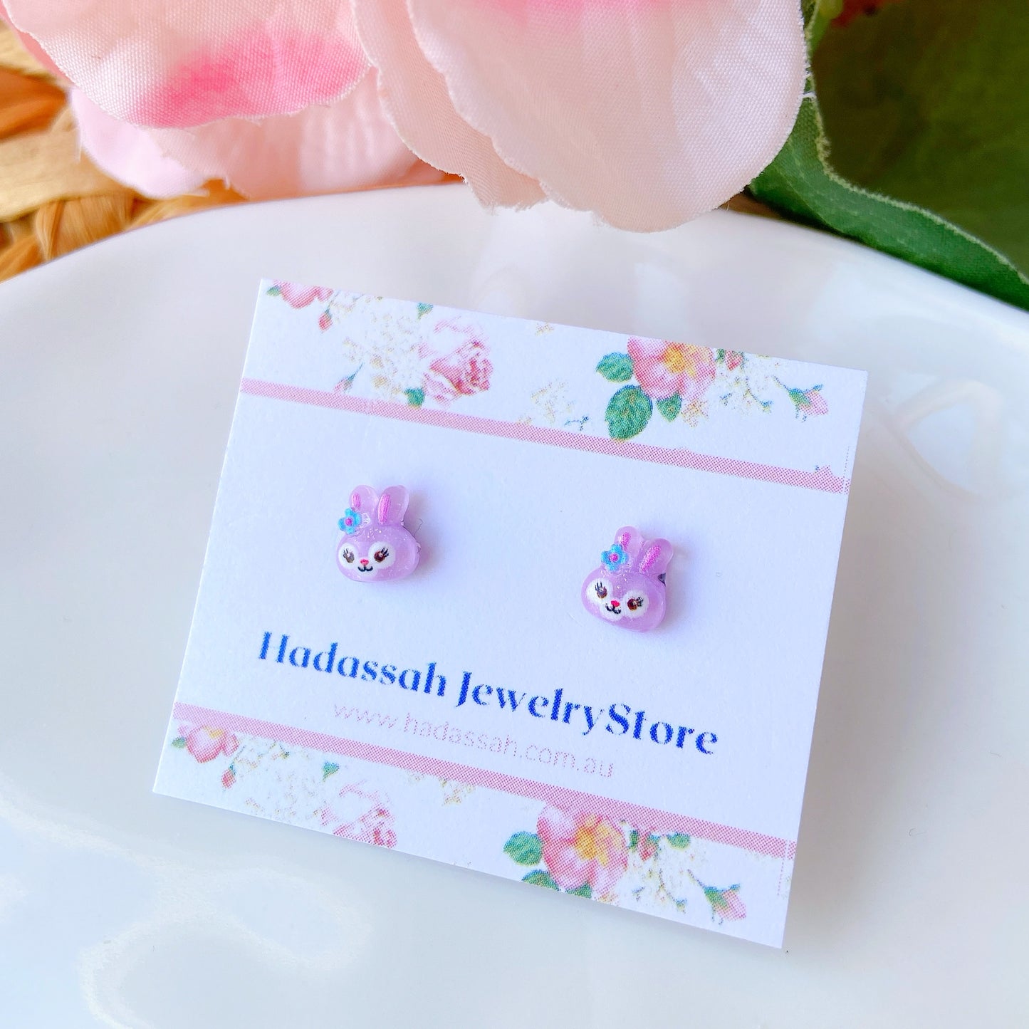 Tiny StellaLou Rabbit Inspired Hypoallergenic Stud Earrings