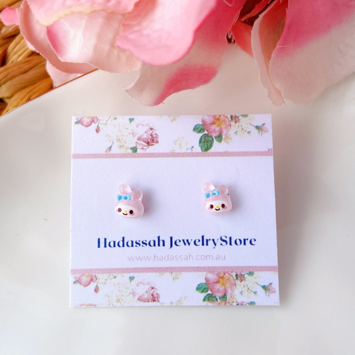 Tiny Pink Bow My Melody Inspired Hypoallergenic Stud Earrings