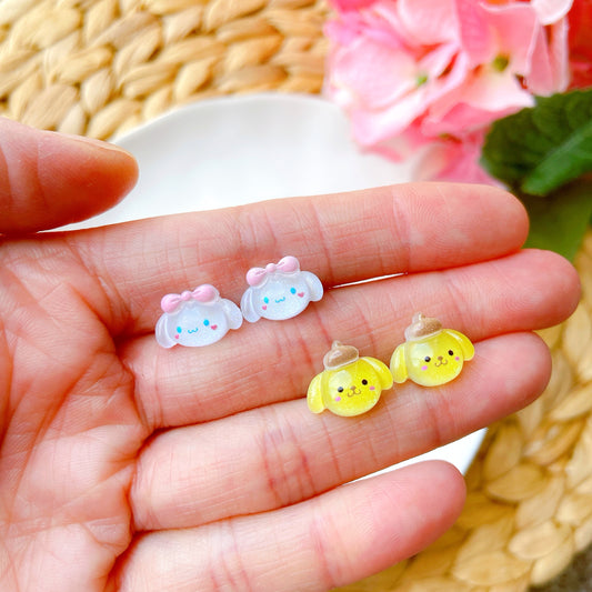 Pudding Dog Glitter Crystal Jelly Hypoallergenic Stud Earrings