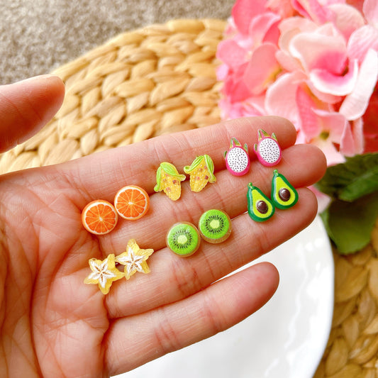Avocado Crystal Clear Fruit Earrings