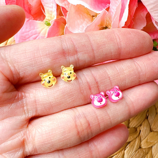Tiny Lotso Bear Hypoallergenic Stud Earrings