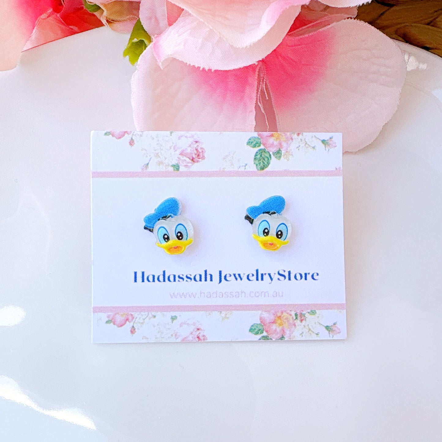 Daisy Duck Inspired Hypoallergenic Stud Earrings