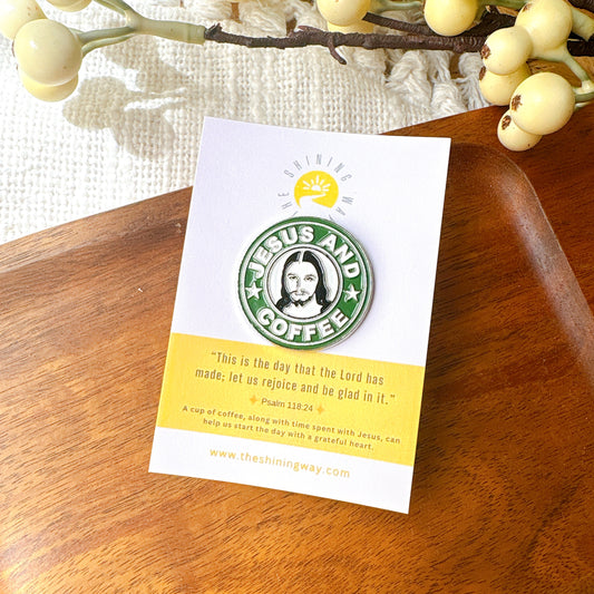 Jesus and Coffee Enamel Pin