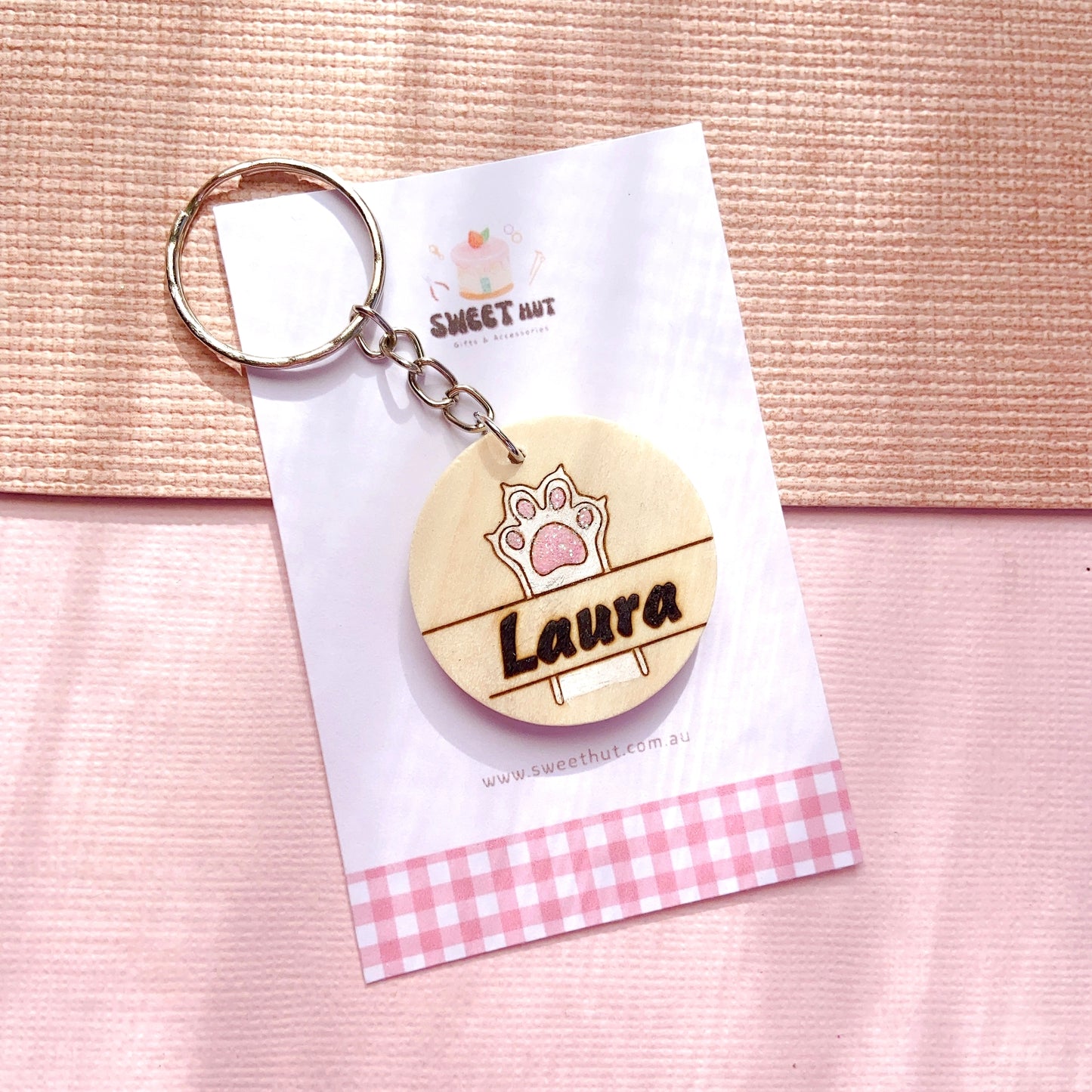 Personalized Paw Print Keychain with Custom Name Engraving