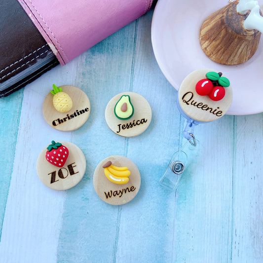 3D Avocado Fruit Personalized Name Badge Reel