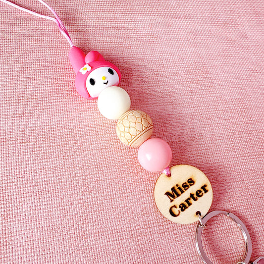 Pink My Melody Personalized Teacher ID Key Lanyard