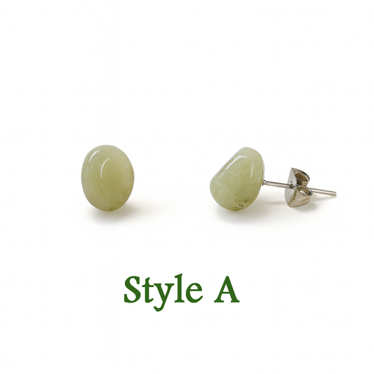 Tumbled Gray Labradorite Natural Stone Earrings