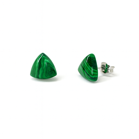 Malachite 10mm Triangle Natural Stone Earrings