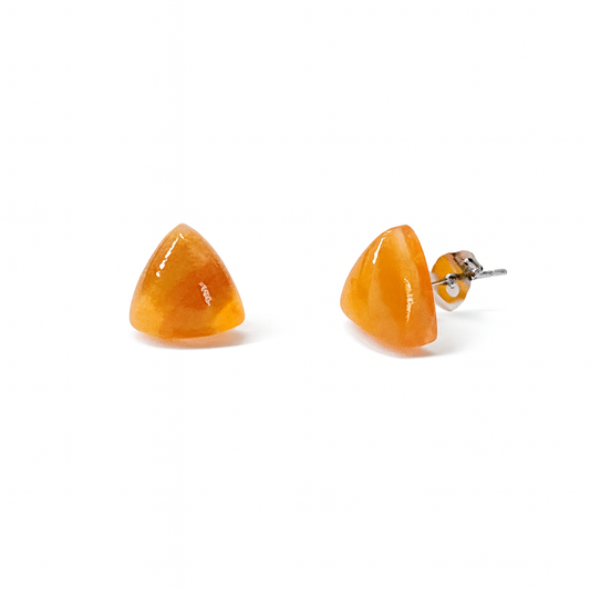 Orange Agate 10mm Triangle Natural Stone Earrings