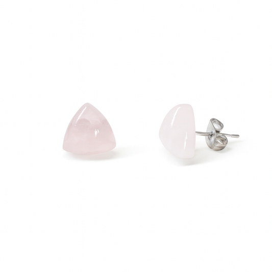Rose Quartz 10mm Triangle Natural Stone Earrings