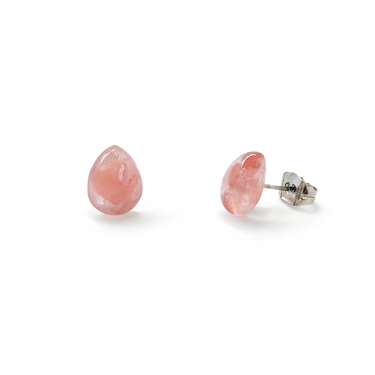 Strawberry Quartz 8 x 10mm Teardrop Natural Stone Earrings