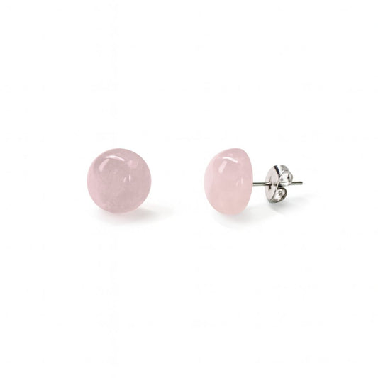 Rose Quartz 8mm/10mm Round Natural Stone Earrings