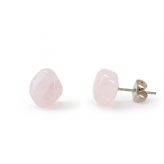 Large Rose Quartz Tumbled Natural Stone Earrings