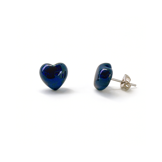 Blue Sandstone 10mm Heart Natural Stone Earrings