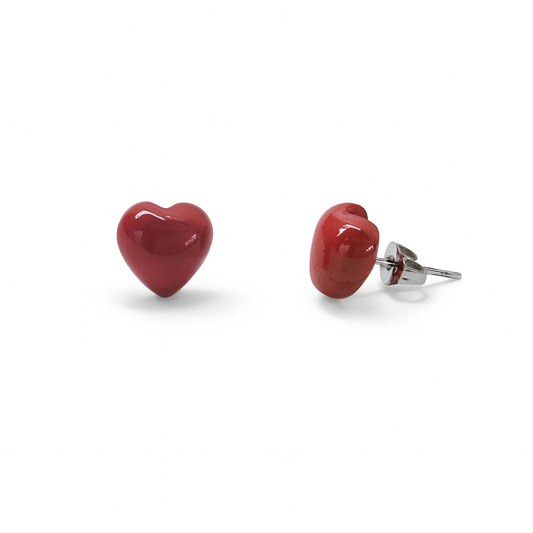 Red Jasper 10mm Heart Natural Stone Earrings