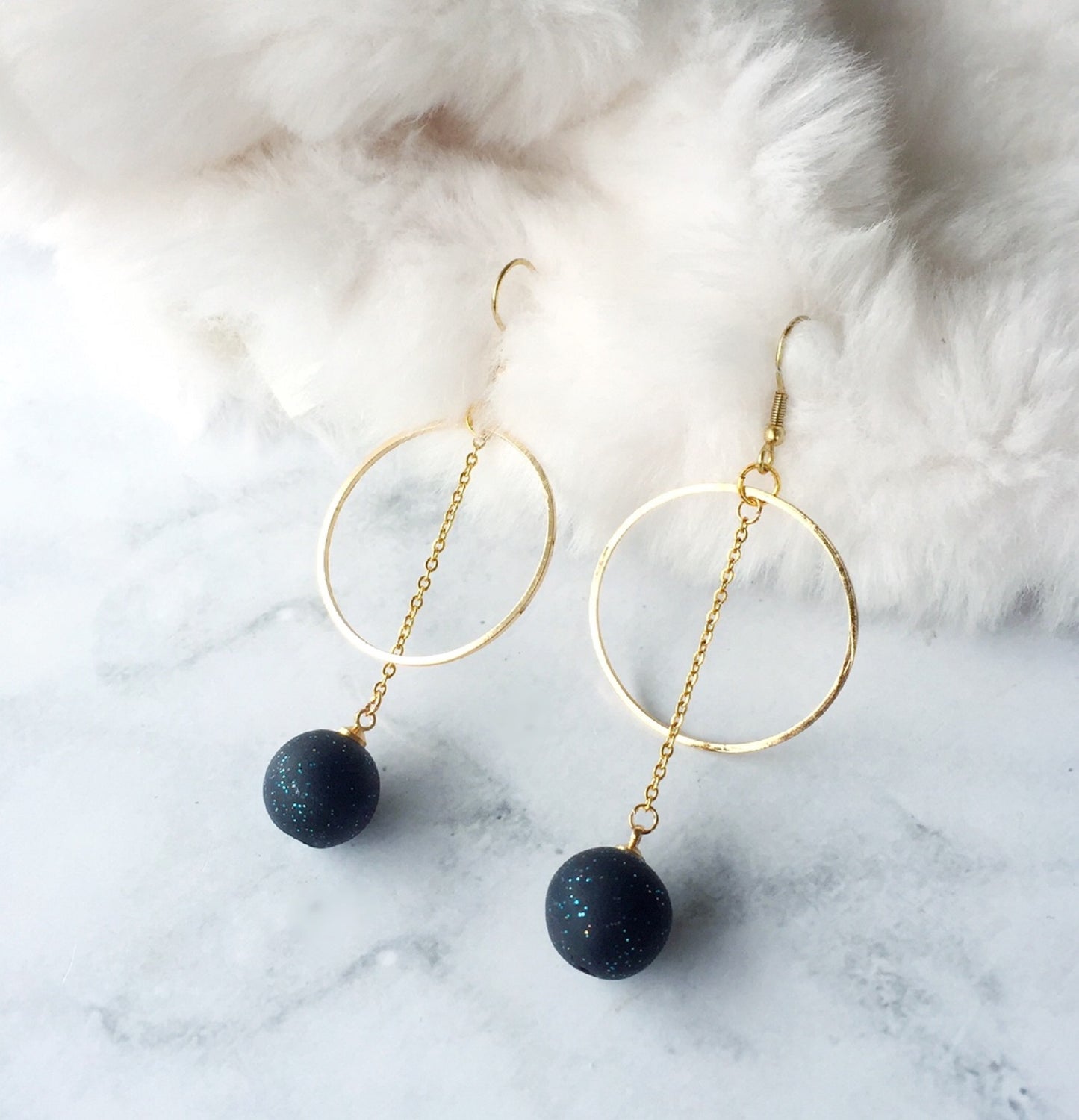 Celeste Silver Hoop Dangle Bead Earrings